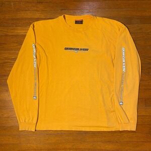 Vintage Y2K Quiksilver Mens Yellow Long Sleeve Board riding Technologies X Large